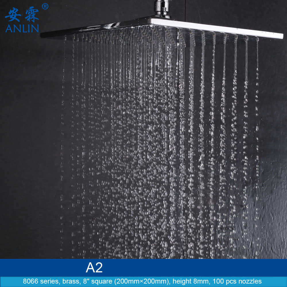 当代8英寸正方形黄铜雨水淋浴