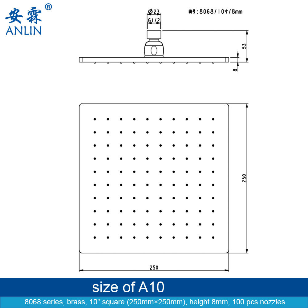 瀑布10英寸黑色雨水头瀑布