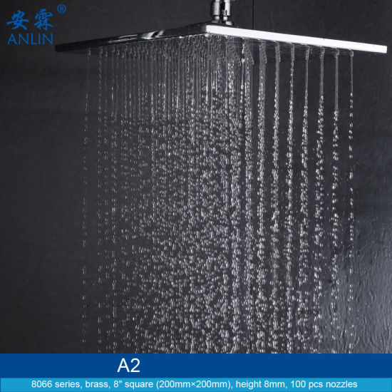 现代8英寸平方黄铜雨水淋浴